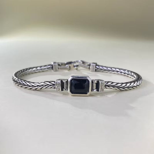 Hand-Woven Men's Bracelet with Pendant – Versatile Vintage Style